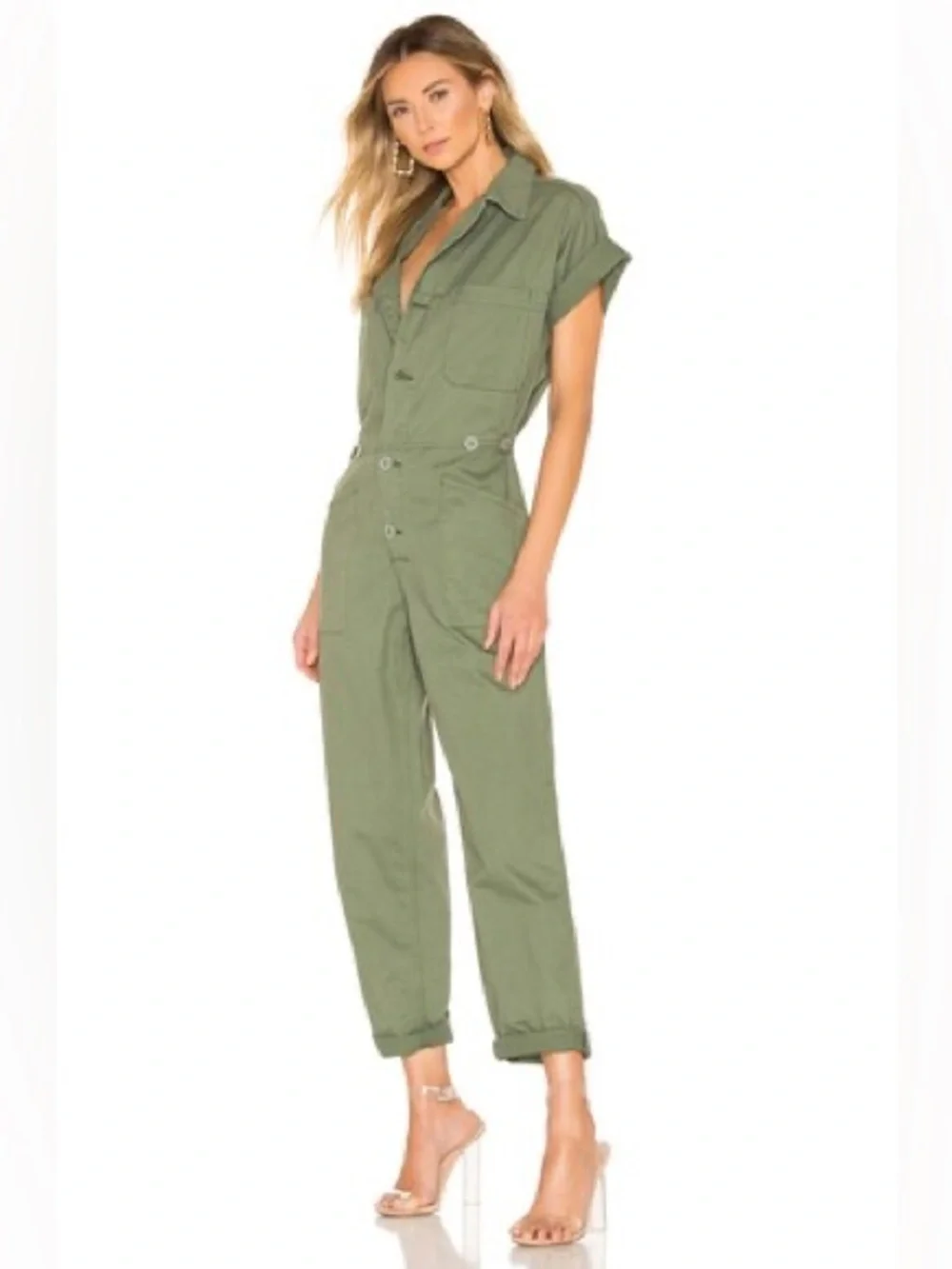 Pistola Utility Jumpsuit Green Short Sleeve Workwear Boiler Suit Cargo Style S - Picture 2 of 16